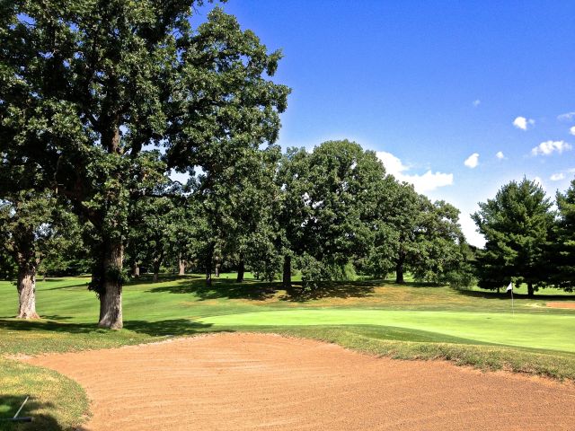 View of the dogleg fairway from the green of hole #15 at Phalen Park Golf Course (2013) 
