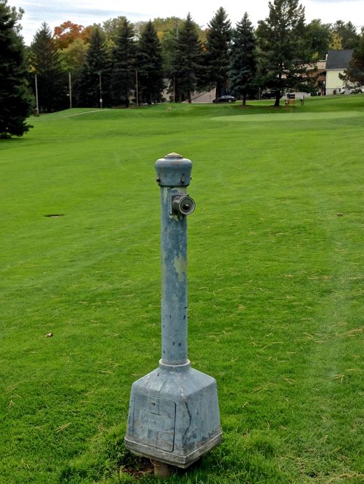 Fairway control box on blind hole at Glenway Golf Course (Wisconsin)